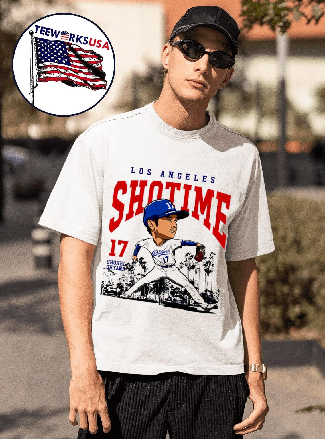Los Angeles Dodgers 17 Shohei Ohtani Shotime cartoon 2024 unisex-t-shirt