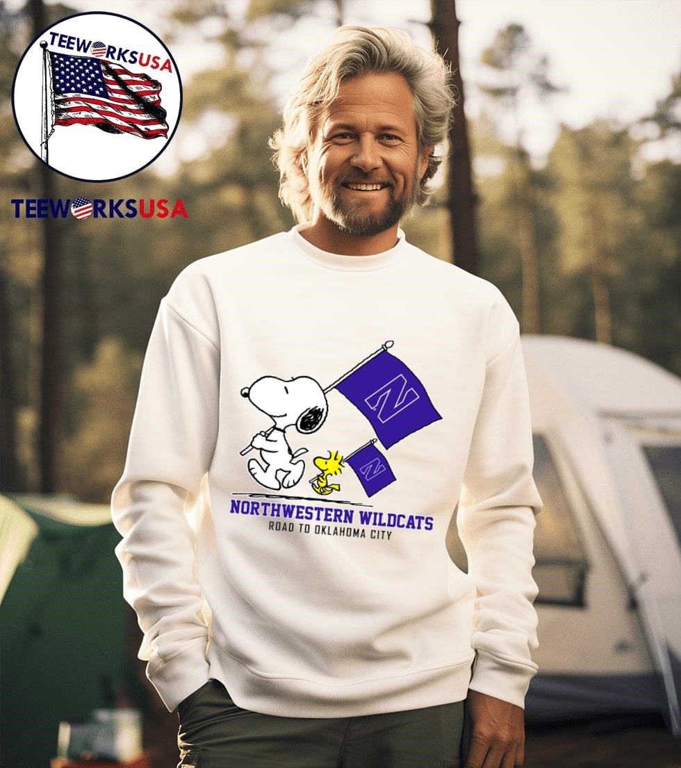 Snoopy Northwestern Wildcats road to Oklahoma city shirt hoodie sweater longsleeve and V neck T shirt