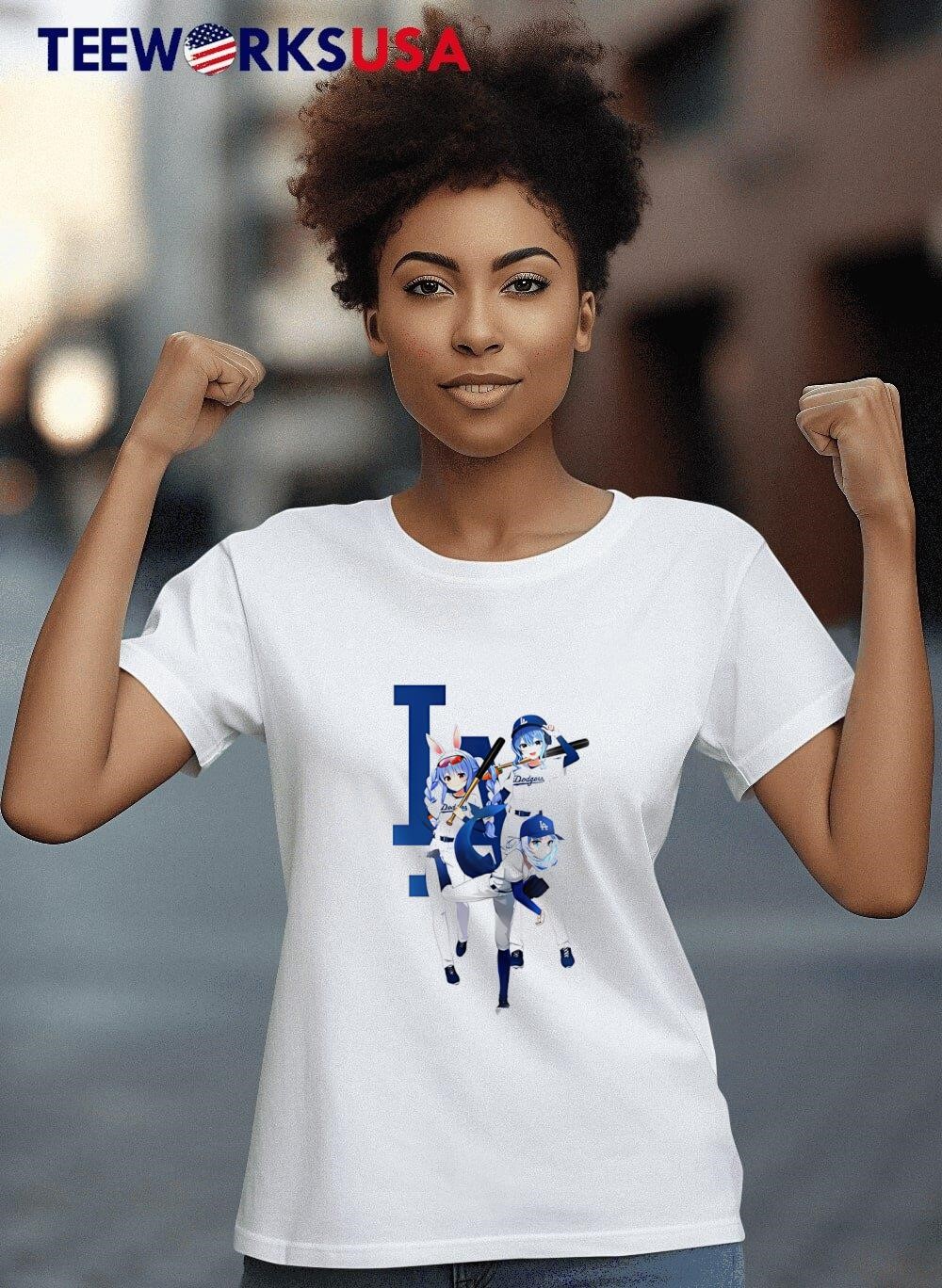 [新品•未使用] Dodgers x hololive Tシャツ XL 限定品】ホロライブ ドジャース コラボTシャツ がうる・ぐら
